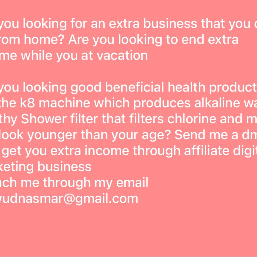 Text Advertisement on Pink Background